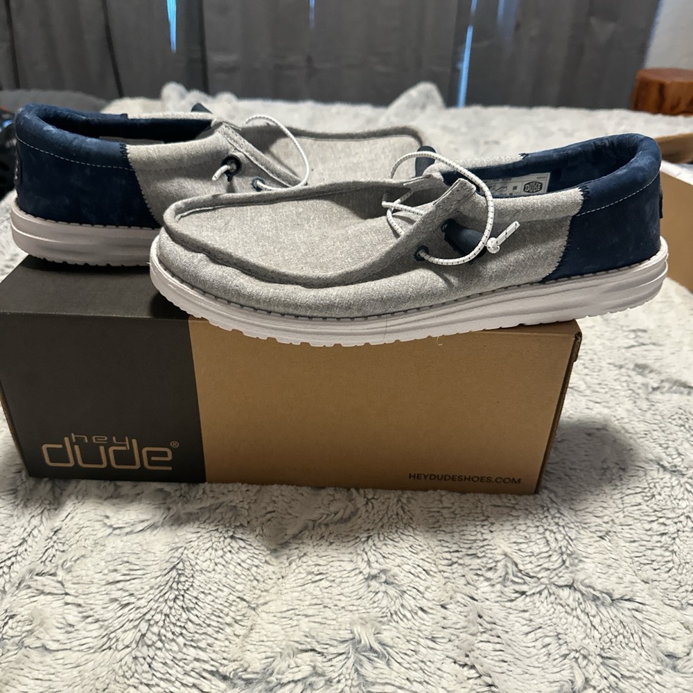 Hey Dude Navy and Gray Shoes